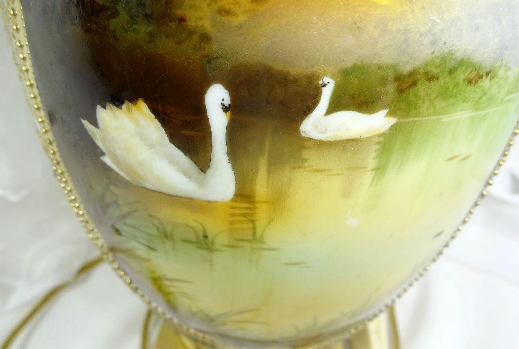 Nippon - Noritake - Cobalt and Gold - Scenic - Swans - Vase - Lamp Nippon - Noritake - Cobalt and Gold - Scenic - Swans - Vase - Lamp