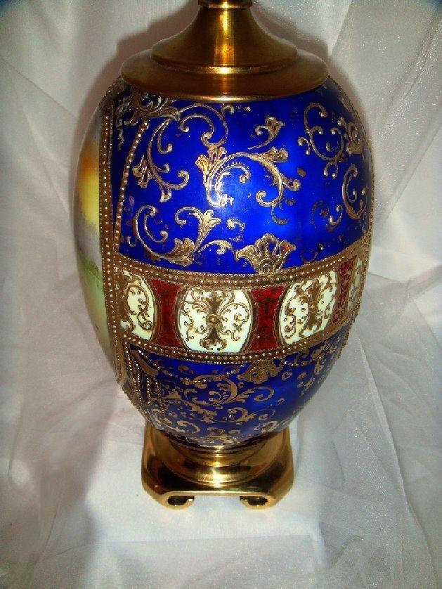 Nippon - Noritake - Cobalt and Gold - Scenic - Swans - Vase - Lamp Nippon - Noritake - Cobalt and Gold - Scenic - Swans - Vase - Lamp
