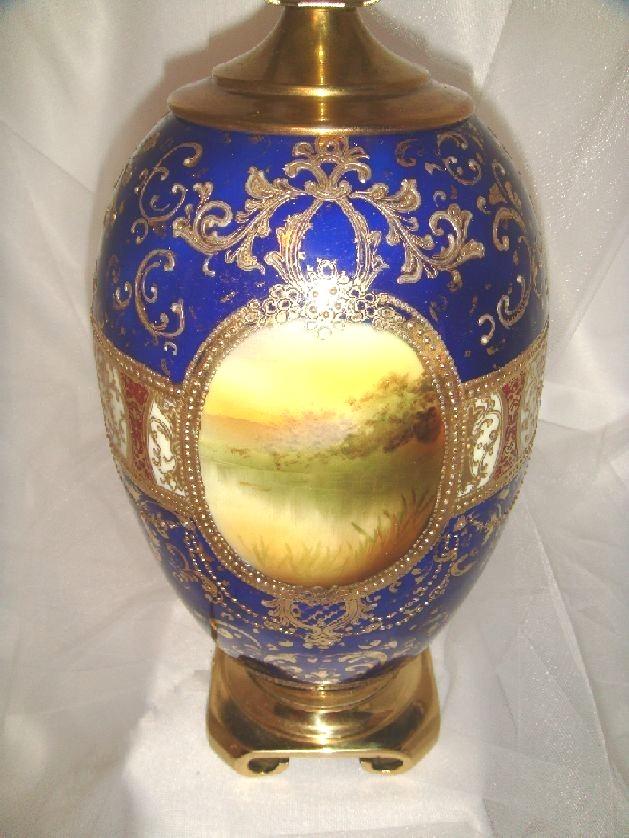Nippon - Noritake - Cobalt and Gold - Scenic - Swans - Vase - Lamp Nippon - Noritake - Cobalt and Gold - Scenic - Swans - Vase - Lamp