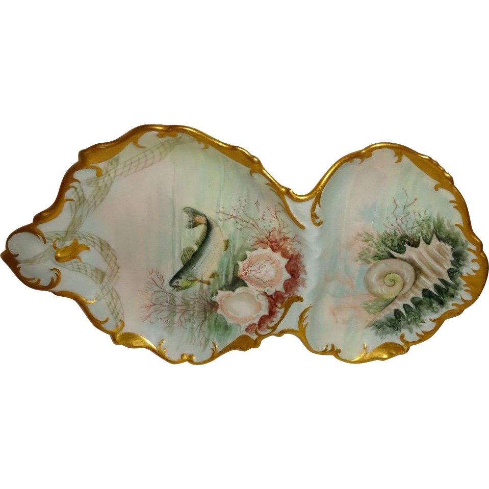T&V - Limoges - Tray - Dish - Hand Painted - Fish - Sardine -Plate - Sea Life - Circa 1907 T&V - Limoges - Tray - Dish - Hand Painted - Fish - Sardine -Plate - Sea Life - Circa 1907