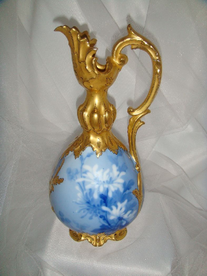 RARE - D&C - Limoges - Flow Blue - Portrait - Urn - Pitcher - Vase - Circa 1900 RARE - D&C - Limoges - Flow Blue - Portrait - Urn - Pitcher - Vase - Circa 1900