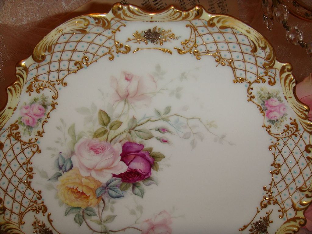 Gorgeous Plate with Hand Painted Roses Gorgeous Plate with Hand Painted Roses