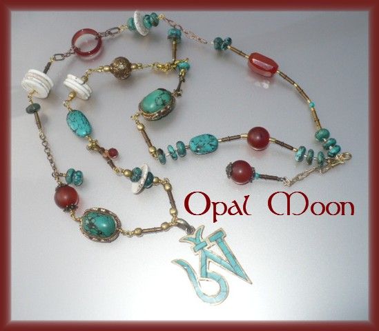 Mixed Metal OM Pendant Necklace - Opal Moon - 'Sounds of Creation' Mixed Metal OM Pendant Necklace - Opal Moon - 'Sounds of Creation'