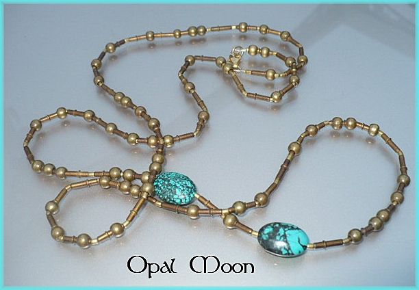 Nepalese Brass and Turquoise Necklace by Opal Moon Nepalese Brass and Turquoise Necklace by Opal Moon