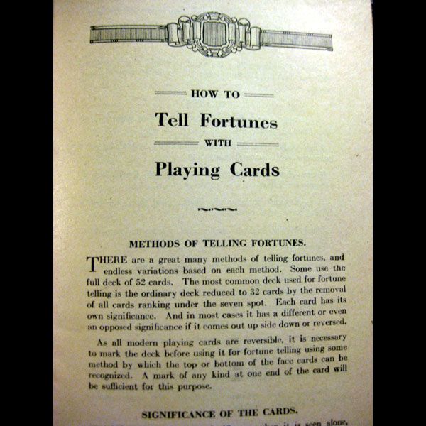 US Playing Card -- How To Tell Fortunes Pamphlet US Playing Card -- How To Tell Fortunes Pamphlet