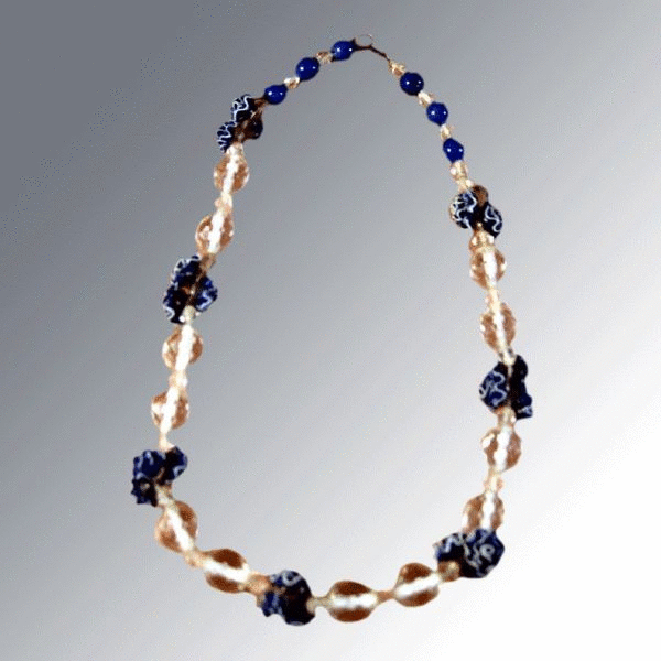 Ruffle Blue and Faceted Crystal Vintage Necklace Ruffle Blue and Faceted Crystal Vintage Necklace