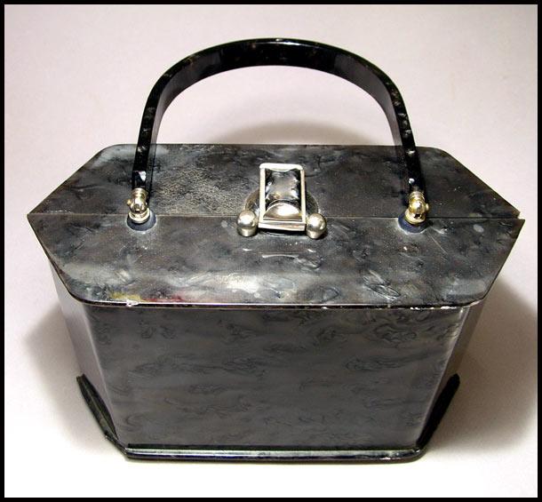 Grey Marbleized Lucite Box Purse by Llewellyn Grey Marbleized Lucite Box Purse by Llewellyn