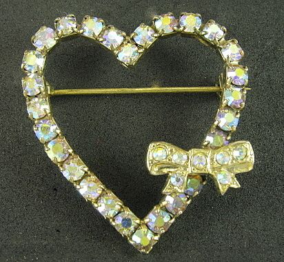 Vintage Rhinestone Heart With Bow Vintage Rhinestone Heart With Bow