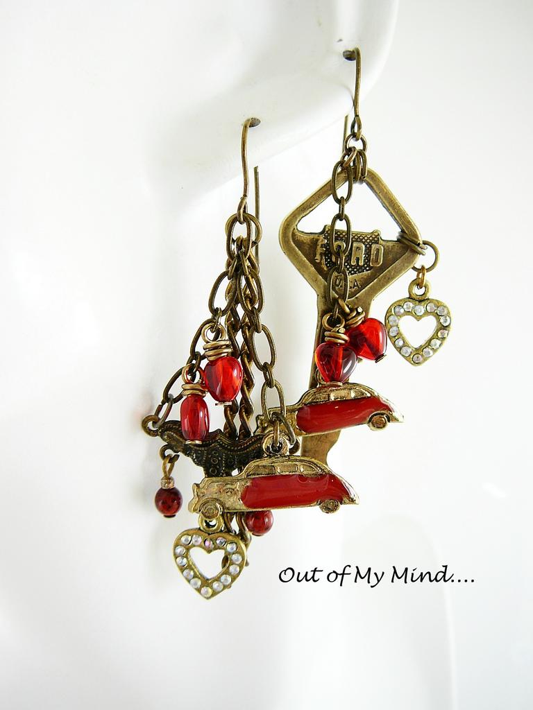 I 'Heart' My Ford! ~ Out of My Mind Asymmetrical Earrings I 'Heart' My Ford! ~ Out of My Mind Asymmetrical Earrings
