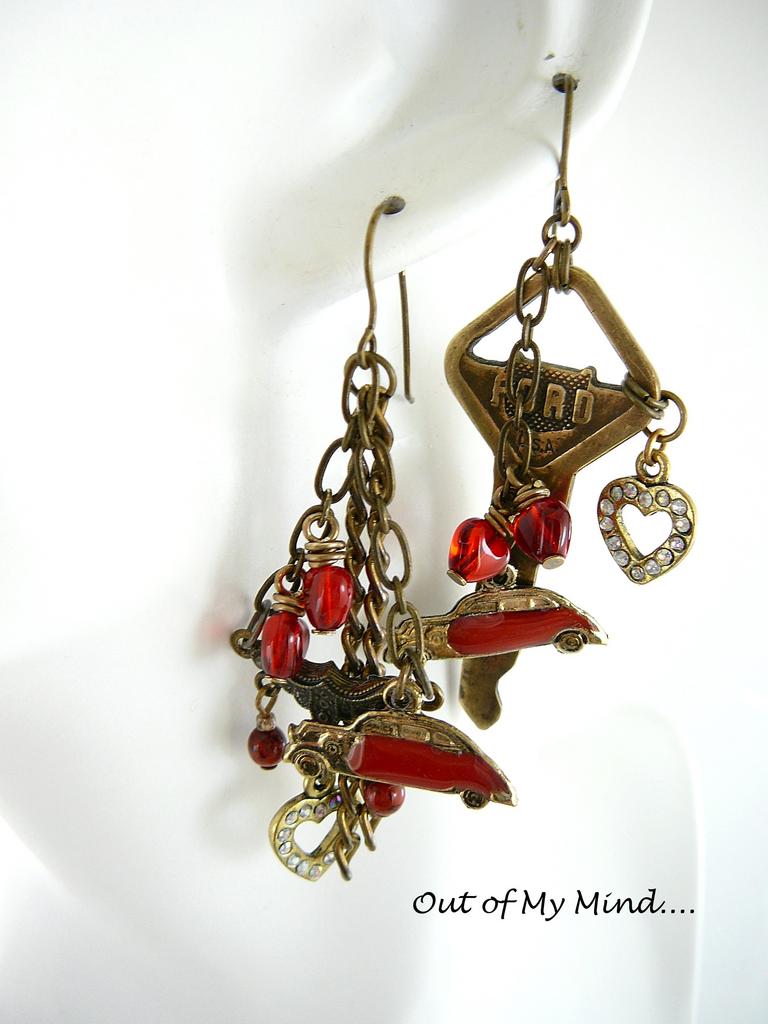 I 'Heart' My Ford! ~ Out of My Mind Asymmetrical Earrings I 'Heart' My Ford! ~ Out of My Mind Asymmetrical Earrings