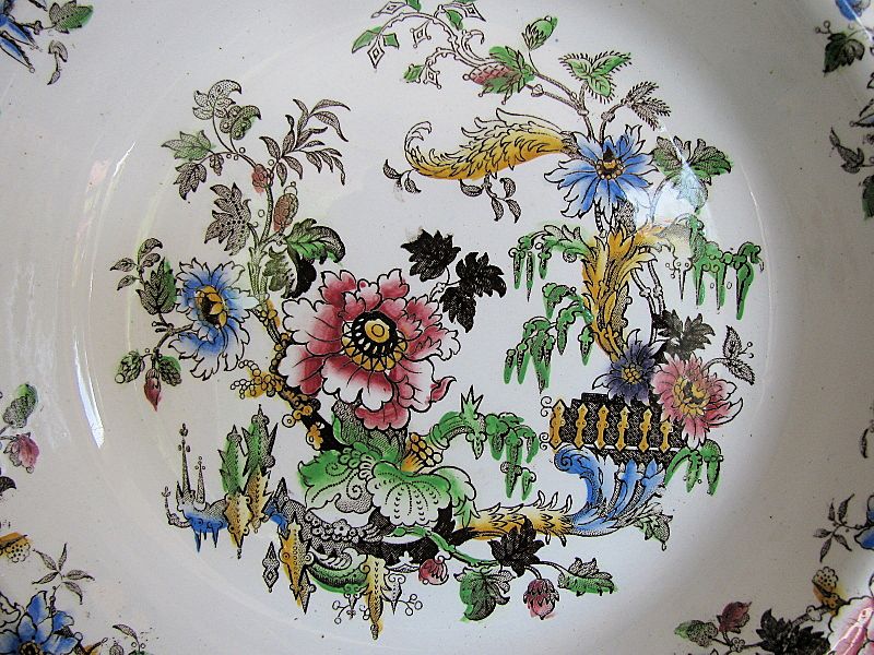 Zachariah Boyle Soup Plate, Indian Plants, Antique English c1825 Zachariah Boyle Soup Plate, Indian Plants, Antique English c1825