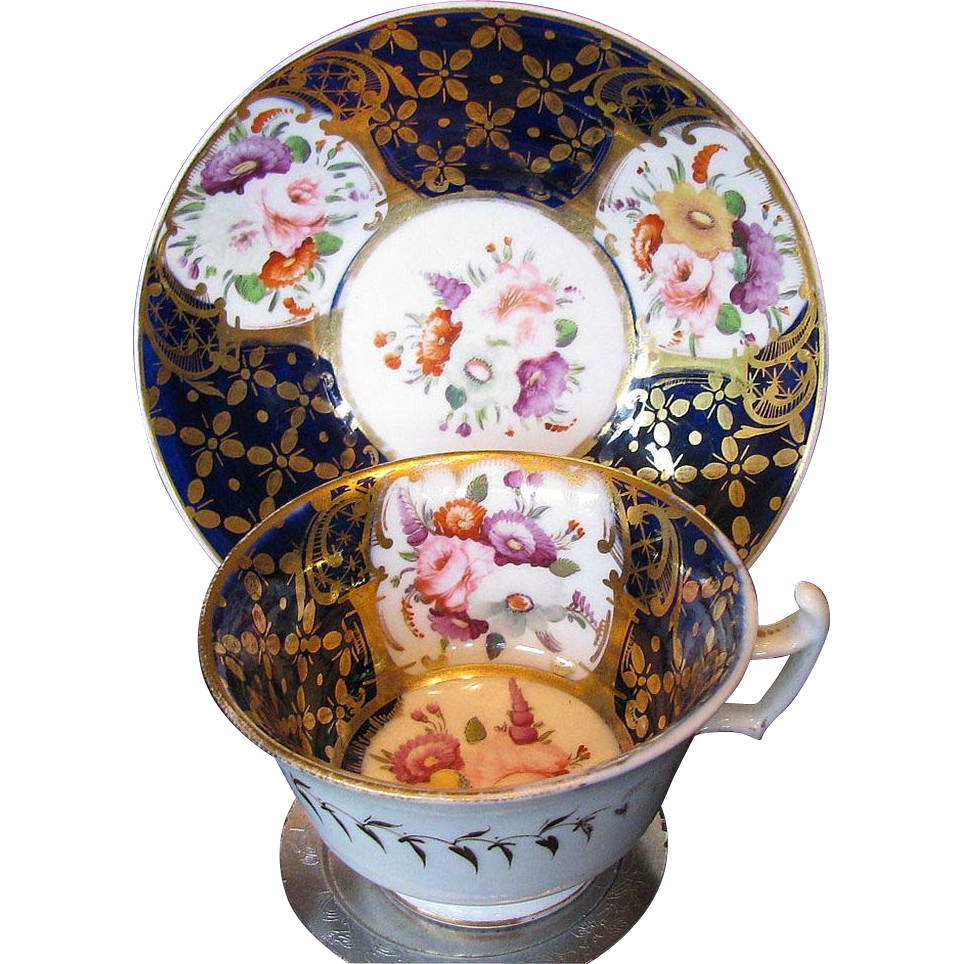 John Rose Coalport Cup & Saucer, Blue & Gold, c1820 English #1 John Rose Coalport Cup & Saucer, Blue & Gold, c1820 English #1