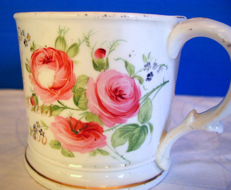 English Presentation Tankard or Mug, Hand Painted Porcelain, Antique dated 1860 English Presentation Tankard or Mug, Hand Painted Porcelain, Antique dated 1860