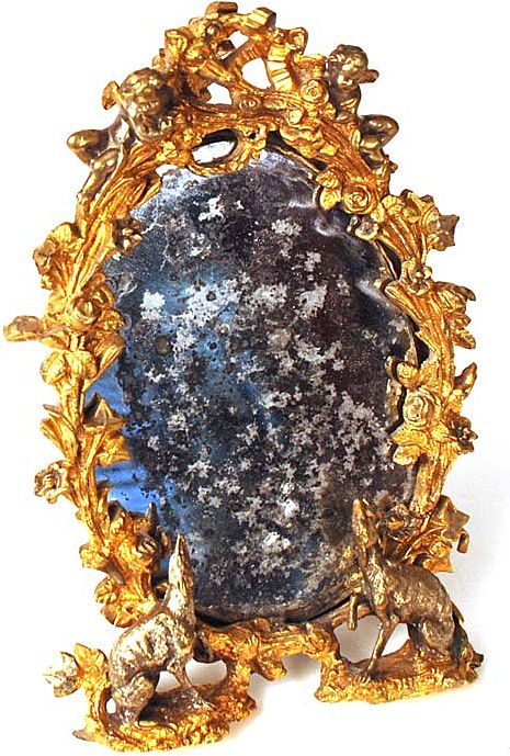 Napoleon III French Bronze Small Standing Vanity Mirror with Original Mirror Napoleon III French Bronze Small Standing Vanity Mirror with Original Mirror