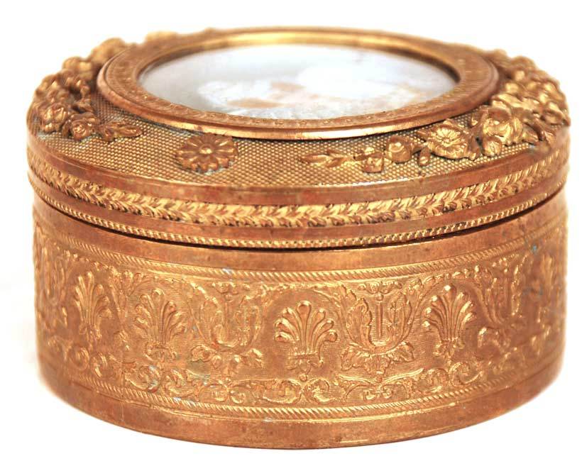Napoleon III Gilt Dore Trinket Box with Hand-Painted Portrait on Ivory Napoleon III Gilt Dore Trinket Box with Hand-Painted Portrait on Ivory