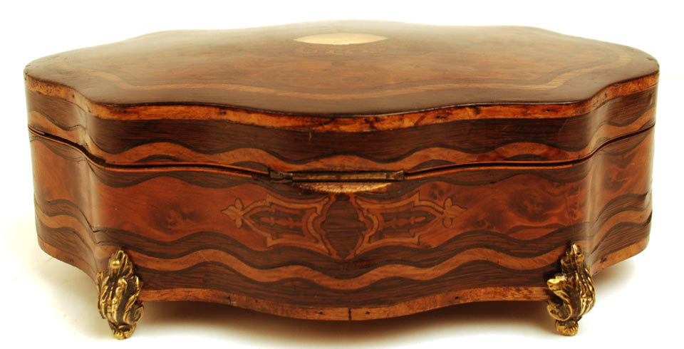 Unusual Nineteenth Century Signed French Rosewood and Mother of Pearl Box w/Bronze Ormolu Unusual Nineteenth Century Signed French Rosewood and Mother of Pearl Box w/Bronze Ormolu