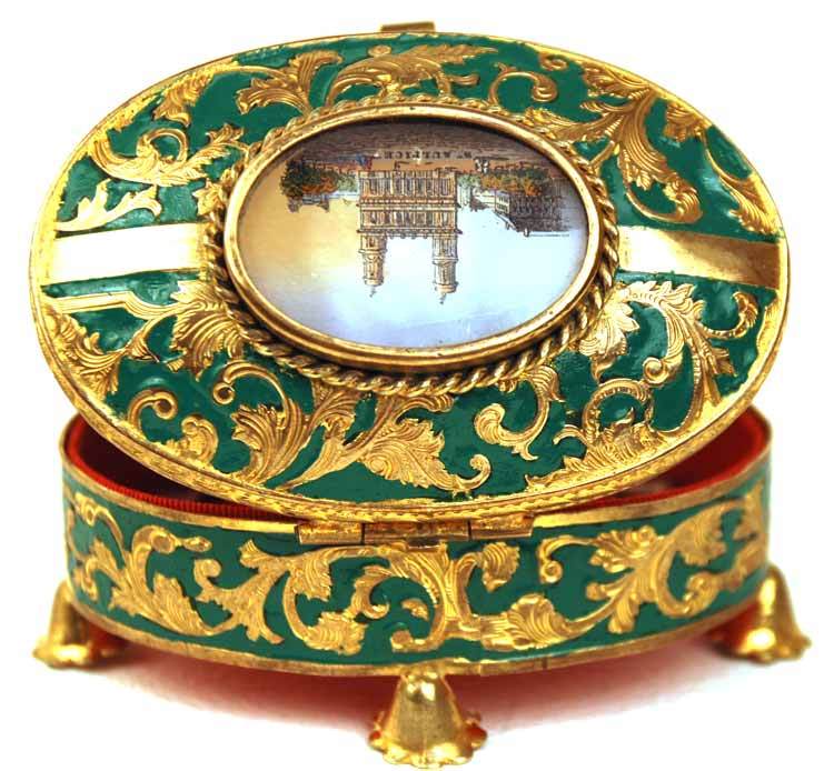 Antique French "Palais Royal" Enamel Trinket Box Antique French "Palais Royal" Enamel Trinket Box