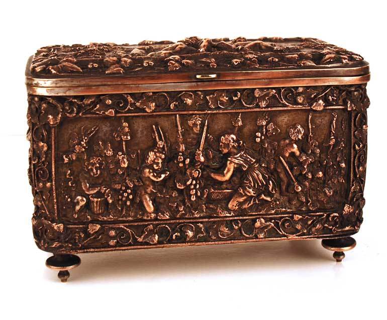 Antique Nineteenth Century Copper/Metal Bas Relief Coffre/Box Antique Nineteenth Century Copper/Metal Bas Relief Coffre/Box