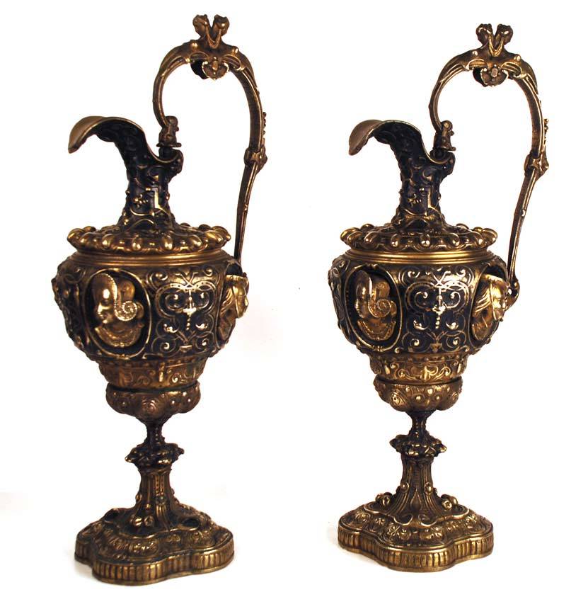 Pair of Antique Napoleon III Bronze Ewers/Urns Pair of Antique Napoleon III Bronze Ewers/Urns