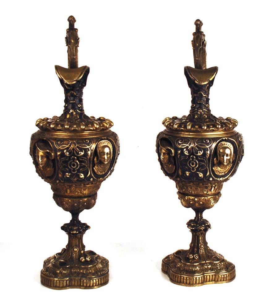 Pair of Antique Napoleon III Bronze Ewers/Urns Pair of Antique Napoleon III Bronze Ewers/Urns