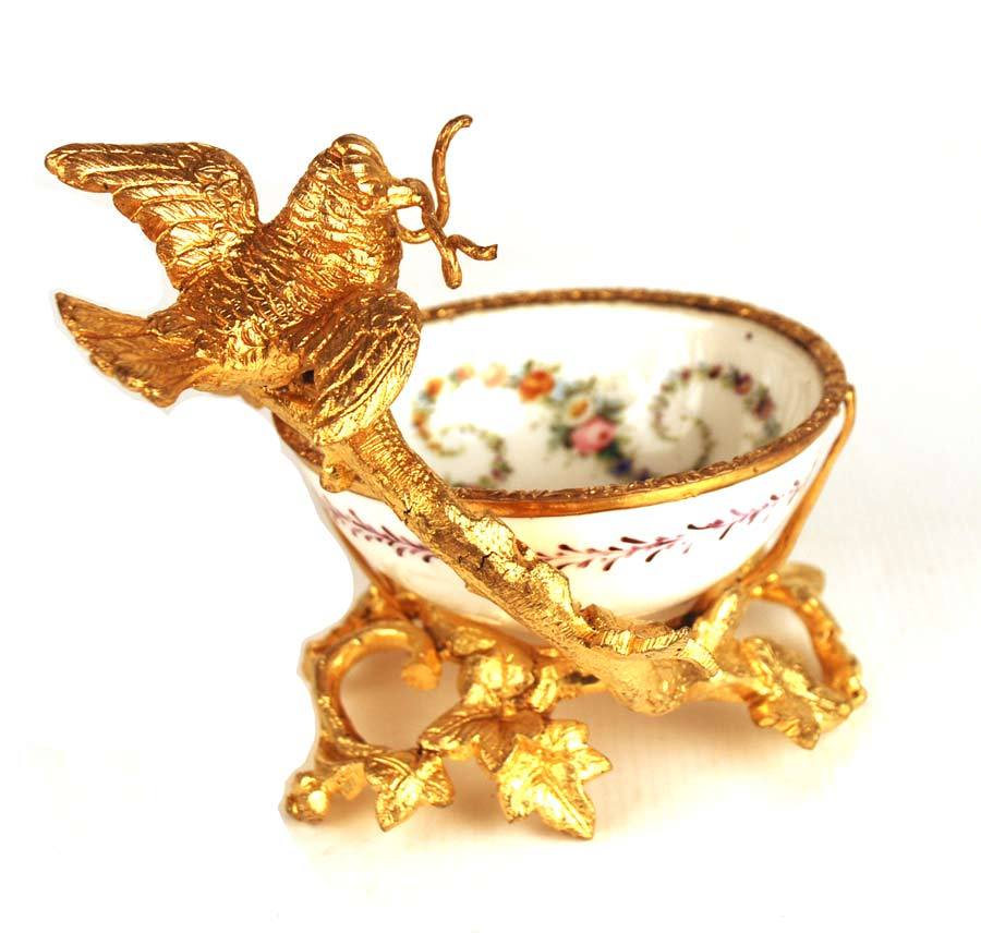 Antique Napoleon III Gilded Metal and Porcelain Vide Poche/Porte Montre Antique Napoleon III Gilded Metal and Porcelain Vide Poche/Porte Montre