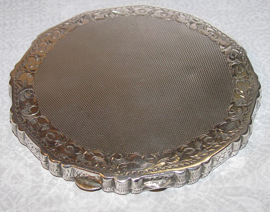 Antique Czech Coin Silver Loose Powder Box Compact Ca. 1900's Antique Czech Coin Silver Loose Powder Box Compact Ca. 1900's