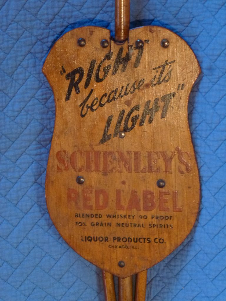 Schenly's Whiskey, Advertising Seat Cane, Hudson Falls NY Schenly's Whiskey, Advertising Seat Cane, Hudson Falls NY