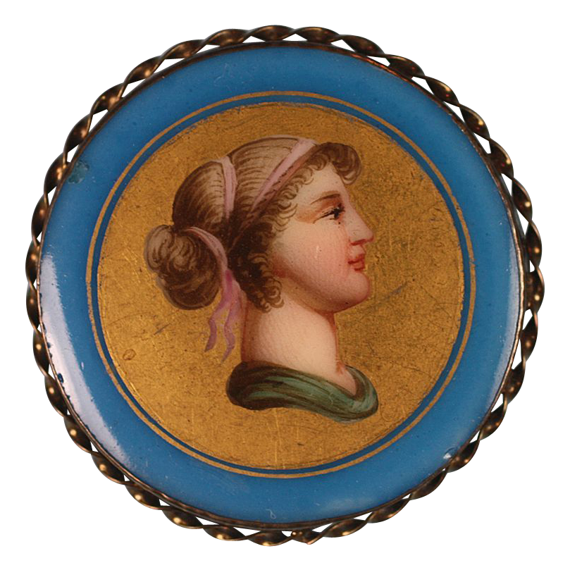 Antique Porcelain Brooch Classical Female Hand Painted Portrait Brooch Antique Porcelain Brooch Classical Female Hand Painted Portrait Brooch