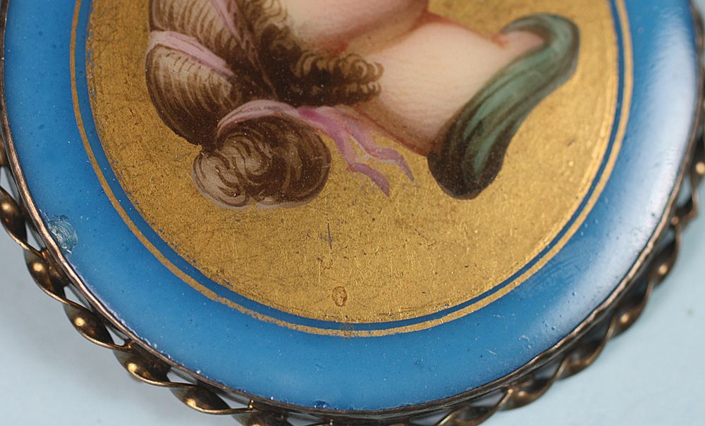 Antique Porcelain Brooch Classical Female Hand Painted Portrait Brooch Antique Porcelain Brooch Classical Female Hand Painted Portrait Brooch