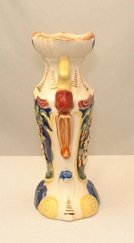 1930's Majolica Colorful Two Handled Urn Vase with Cherubs/Putti 1930's Majolica Colorful Two Handled Urn Vase with Cherubs/Putti