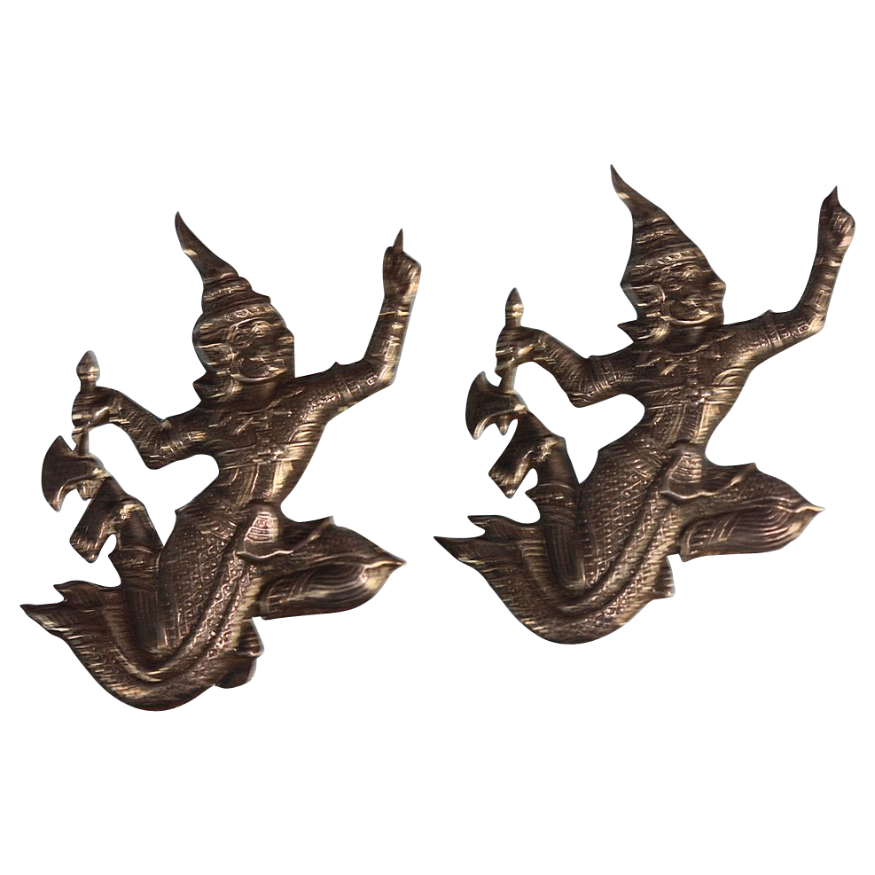 Pair of Sterling Silver Siamese Deities Dancers Brooches Pair of Sterling Silver Siamese Deities Dancers Brooches