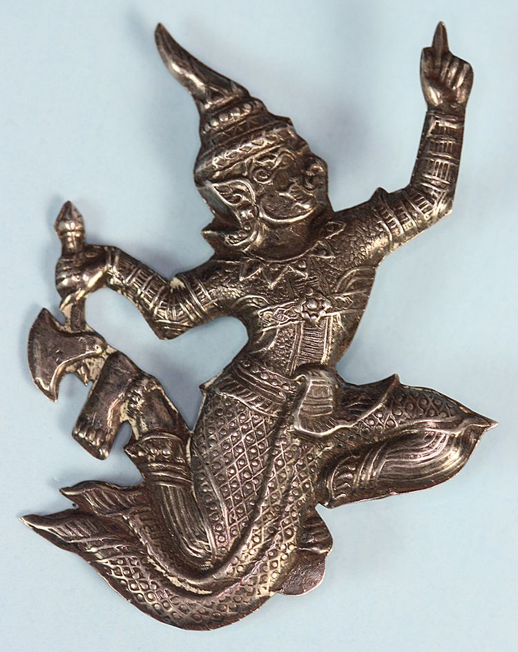 Pair of Sterling Silver Siamese Deities Dancers Brooches Pair of Sterling Silver Siamese Deities Dancers Brooches