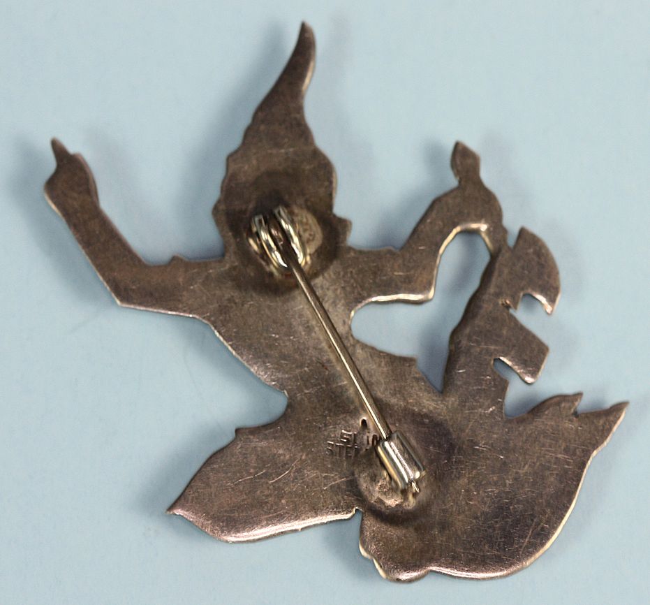 Pair of Sterling Silver Siamese Deities Dancers Brooches Pair of Sterling Silver Siamese Deities Dancers Brooches