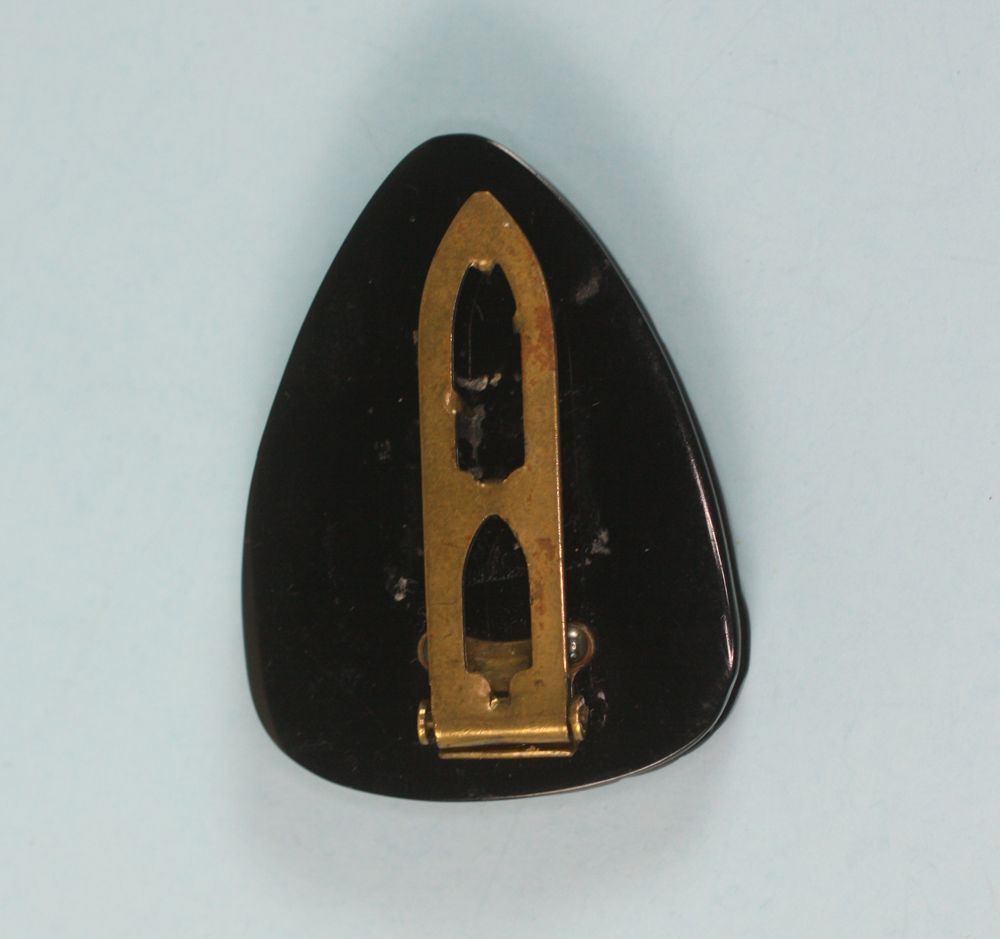 Vintage Bakelite Dress Clip Black Deeply Carved Leaf Motif Vintage Bakelite Dress Clip Black Deeply Carved Leaf Motif