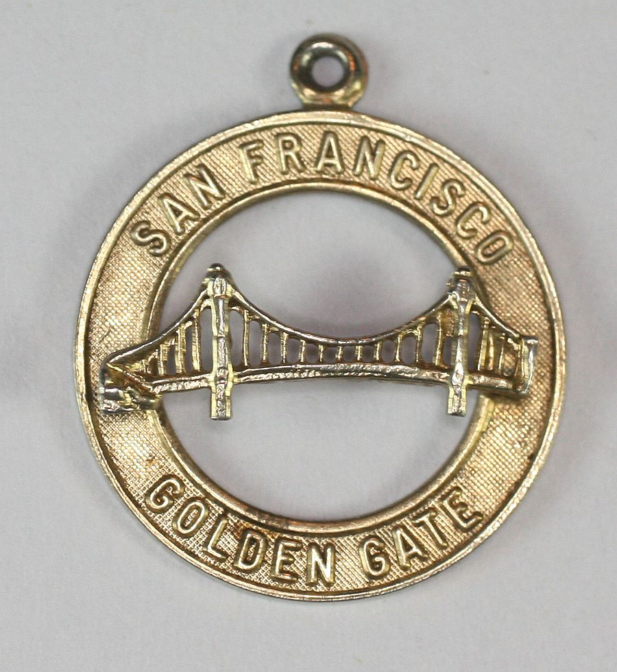 Golden Gate Bridge San Francisco Vermeil Sterling Charm Signed Danecraft Golden Gate Bridge San Francisco Vermeil Sterling Charm Signed Danecraft