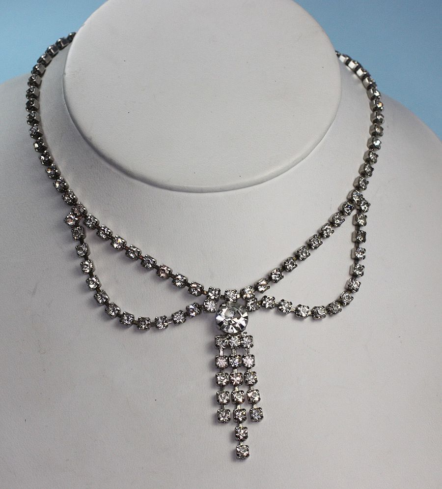 Rhinestone Bridal/Prom Necklace Festoon Style Kramer of New York Rhinestone Bridal/Prom Necklace Festoon Style Kramer of New York