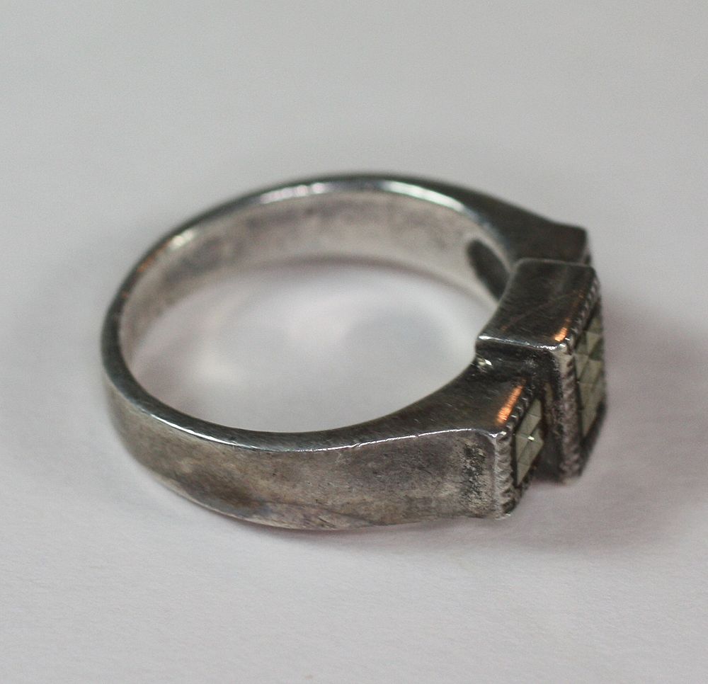 Vintage Sterling and Marcasite Ring Art Deco Revival Vintage Sterling and Marcasite Ring Art Deco Revival