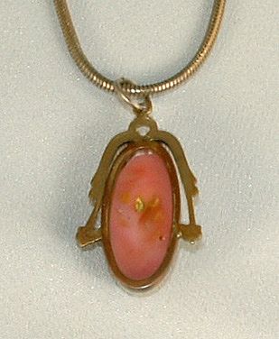 Art Nouveau Venetian Glass Gold Tone Pendant Necklace Art Nouveau Venetian Glass Gold Tone Pendant Necklace