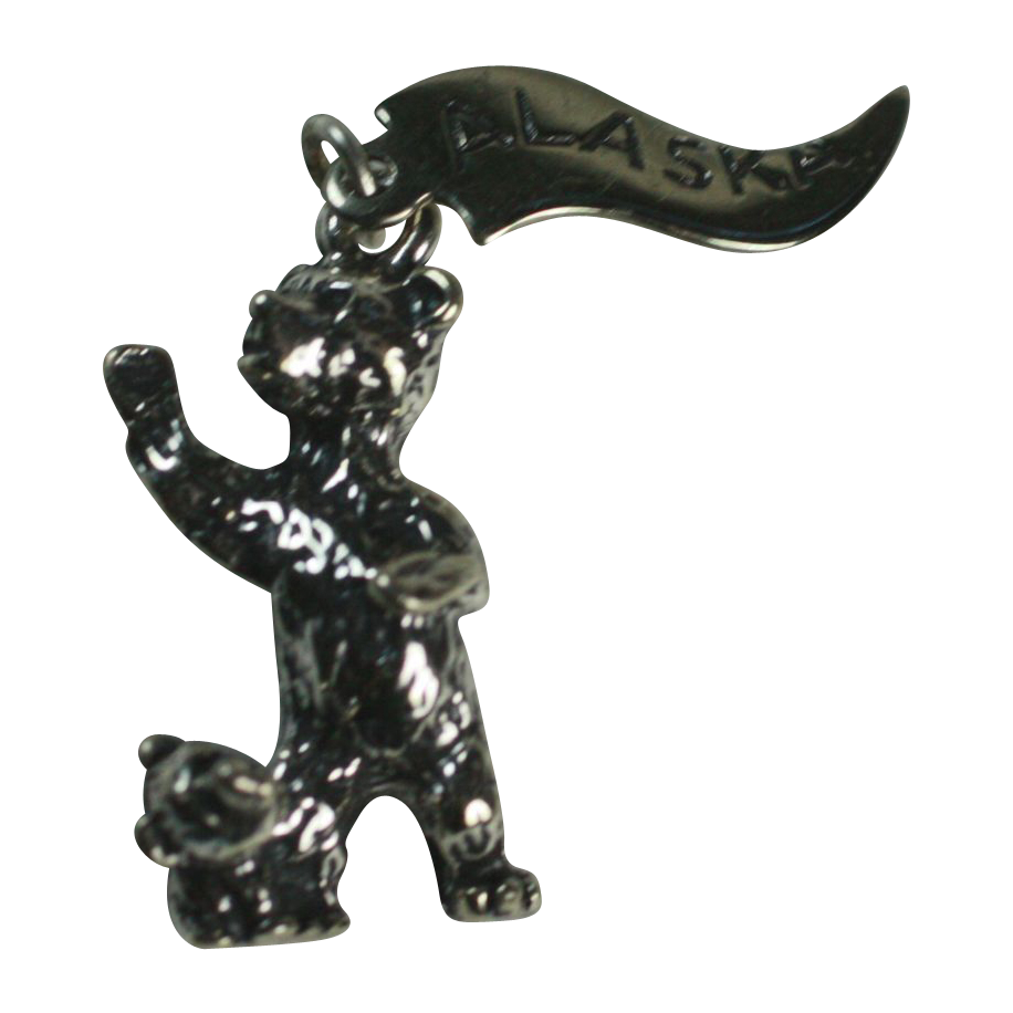 Vintage Sterling Alaska Bear Charm Mama and Baby Bear Vintage Sterling Alaska Bear Charm Mama and Baby Bear