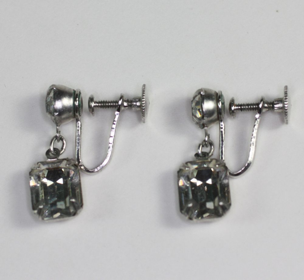 Vintage Crystal Rhinestone Dangle Earrings Emmons in Original Box Vintage Crystal Rhinestone Dangle Earrings Emmons in Original Box