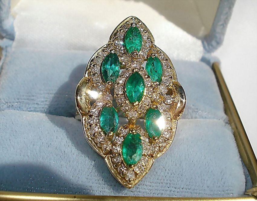 14K Yellow Gold, 2.66cts. Emeralds & 1.65cts. Diamond Ring 14K Yellow Gold, 2.66cts. Emeralds & 1.65cts. Diamond Ring