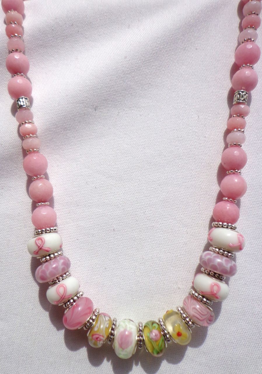 Morganite & Murano Lampwork Necklace & Earring Set Morganite & Murano Lampwork Necklace & Earring Set