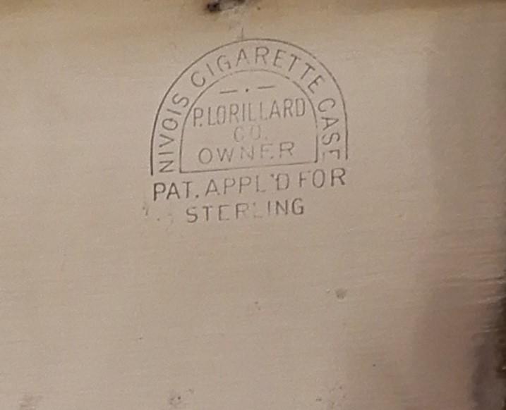 Sterling NIVOIS Cigarette Case patented by the P. Lorillard Company Sterling NIVOIS Cigarette Case patented by the P. Lorillard Company