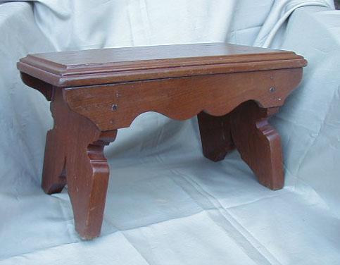 Early Brown Painted Wood Foot Stool Early Brown Painted Wood Foot Stool