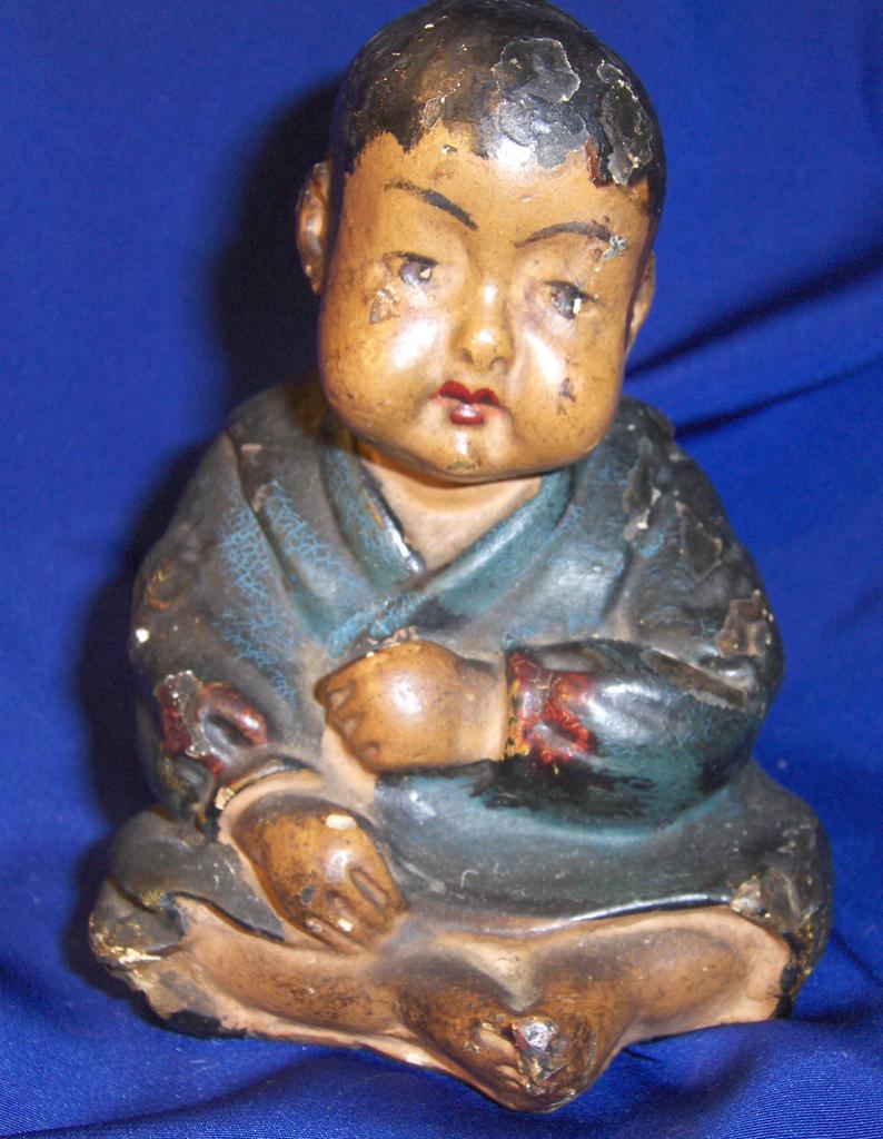 Lovely Pair of 19th Century Chinese Boy and Girl Chalk Figurines Lovely Pair of 19th Century Chinese Boy and Girl Chalk Figurines