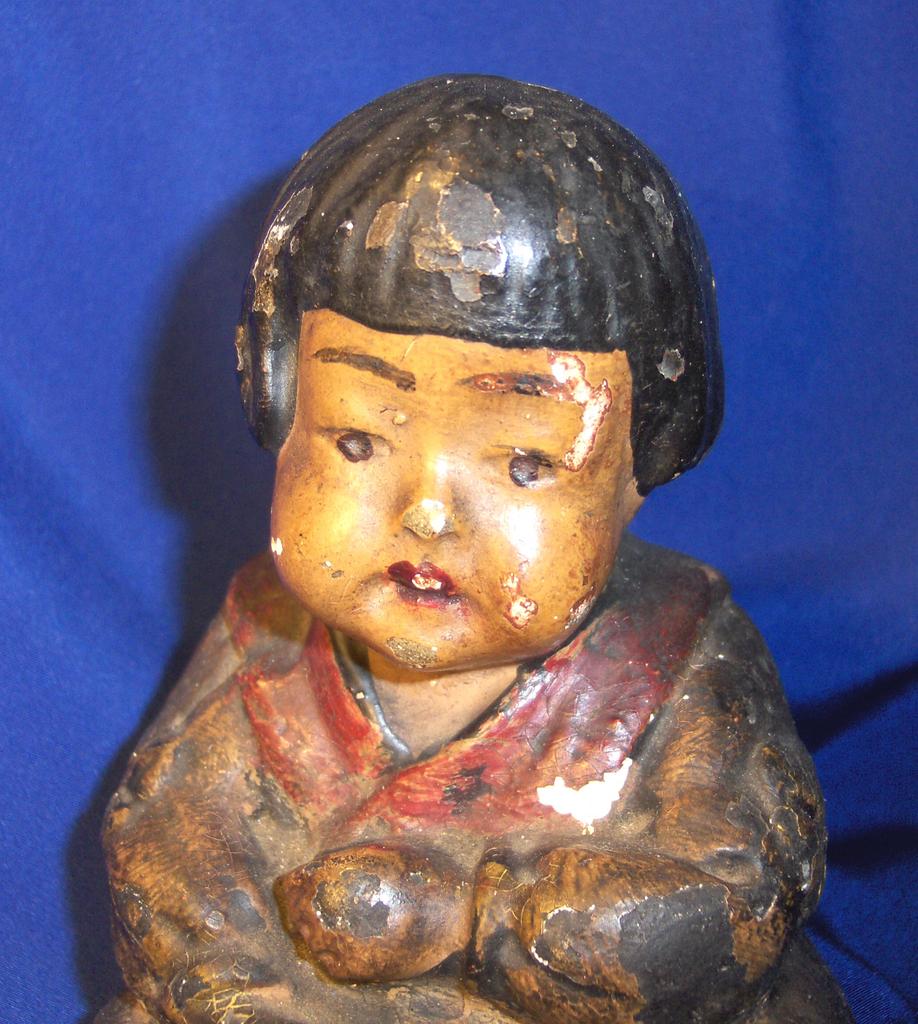 Lovely Pair of 19th Century Chinese Boy and Girl Chalk Figurines Lovely Pair of 19th Century Chinese Boy and Girl Chalk Figurines