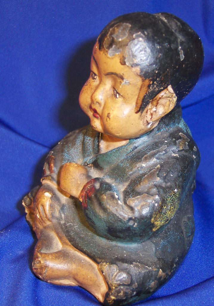 Lovely Pair of 19th Century Chinese Boy and Girl Chalk Figurines Lovely Pair of 19th Century Chinese Boy and Girl Chalk Figurines