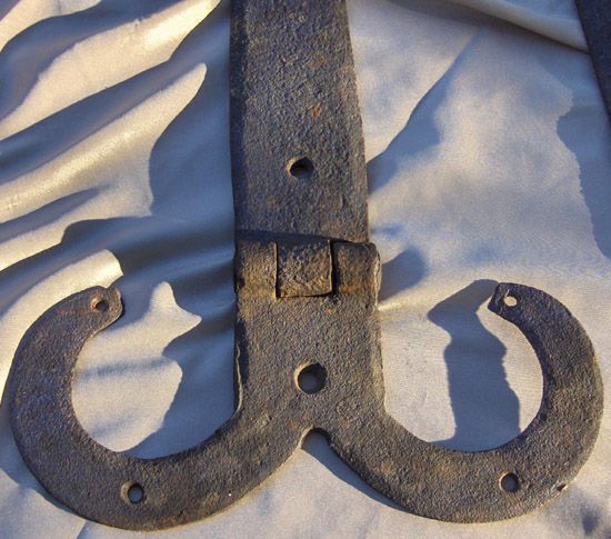 Pair of Early Wrought Iron Rams Horn Design Barn Hinges Pair of Early Wrought Iron Rams Horn Design Barn Hinges