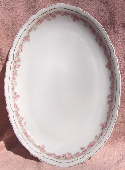 Vienna Austria Porcelain Pink and White Flowers 12" Oval Serving Platter Vienna Austria Porcelain Pink and White Flowers 12" Oval Serving Platter