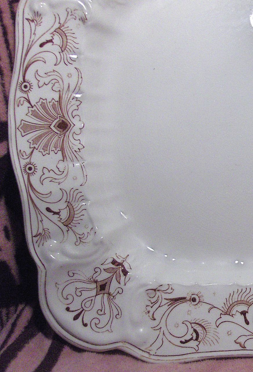 Large Ridgways Brown Transferware Aesthetic Period Platter Beaufort Pattern 1890 Large Ridgways Brown Transferware Aesthetic Period Platter Beaufort Pattern 1890